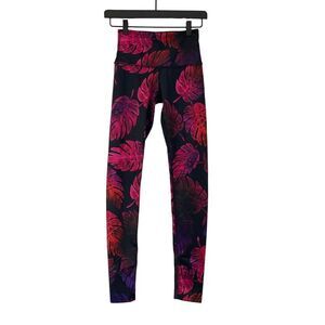 Noli Yoga 29" Leggings Women's Size XS Floral Black Pink Purple Tropical Workout